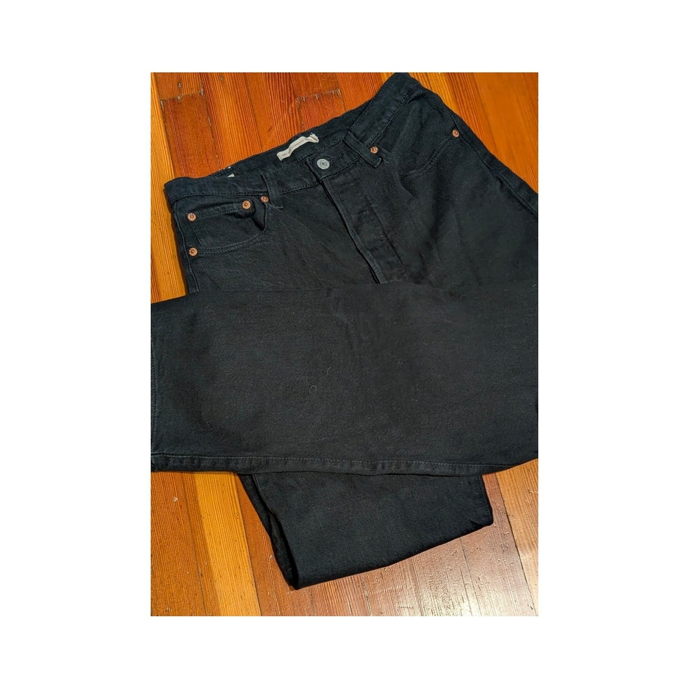 Levis Ribcage Straight Ankle Jeans Black High Rise W28 L27